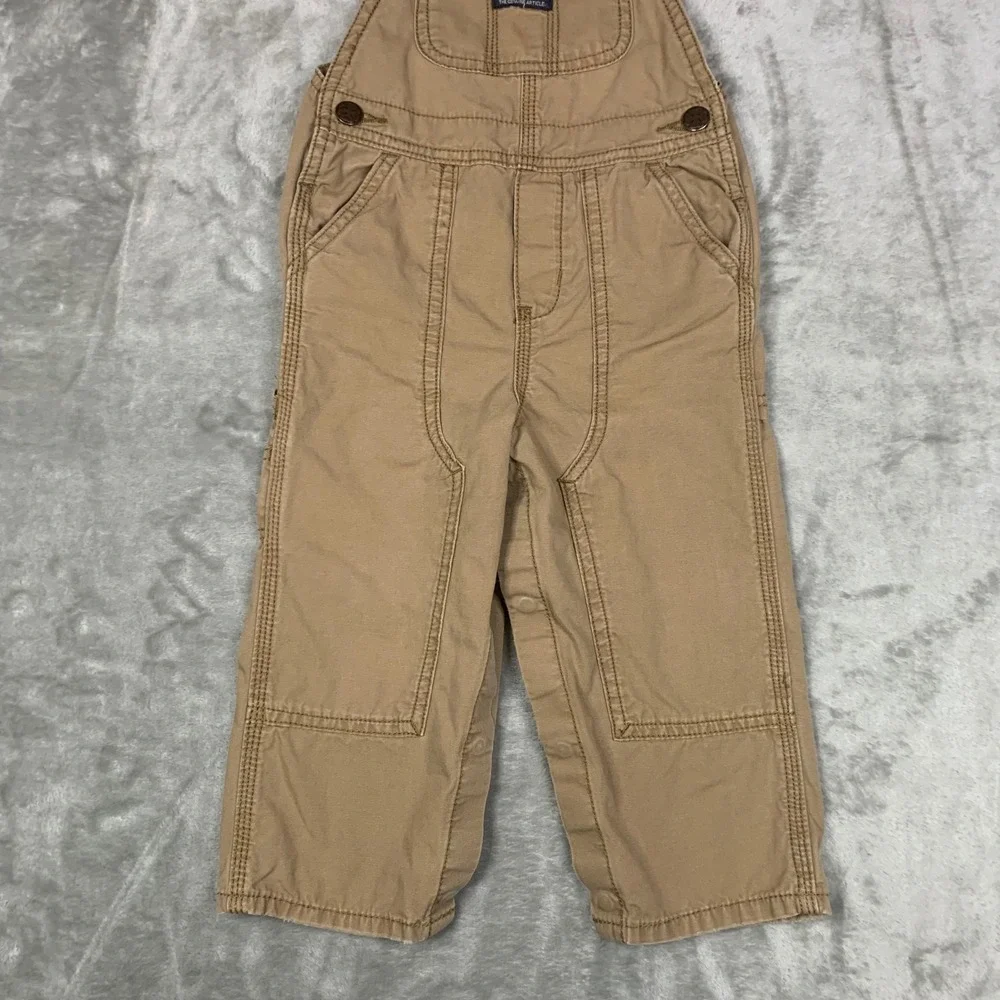 OshKosh Bgosh Kids Overalls Toddler 24 Months Khaki 100% Cotton Double Knee Bib